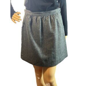 (5 for $25) Houndstooth Mini Skirt with Front Pockets in Black/Gold Metallic